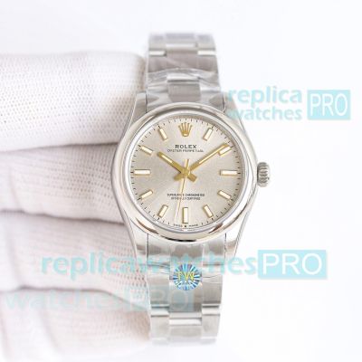 TW Swiss Copy Rolex Oyster Perpetual 2824 Silver Dial Ladies Stainless Steel Watch 31mm 